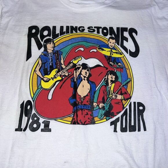 Rolling Stones 1981 Tour Shirt Size Large White Reprint Colorful - Picture 4 of 7